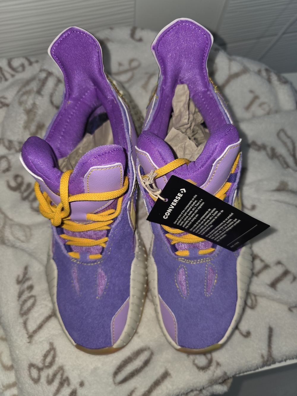 Converse Women's Purple High-Top Sneakers with Yellow Laces